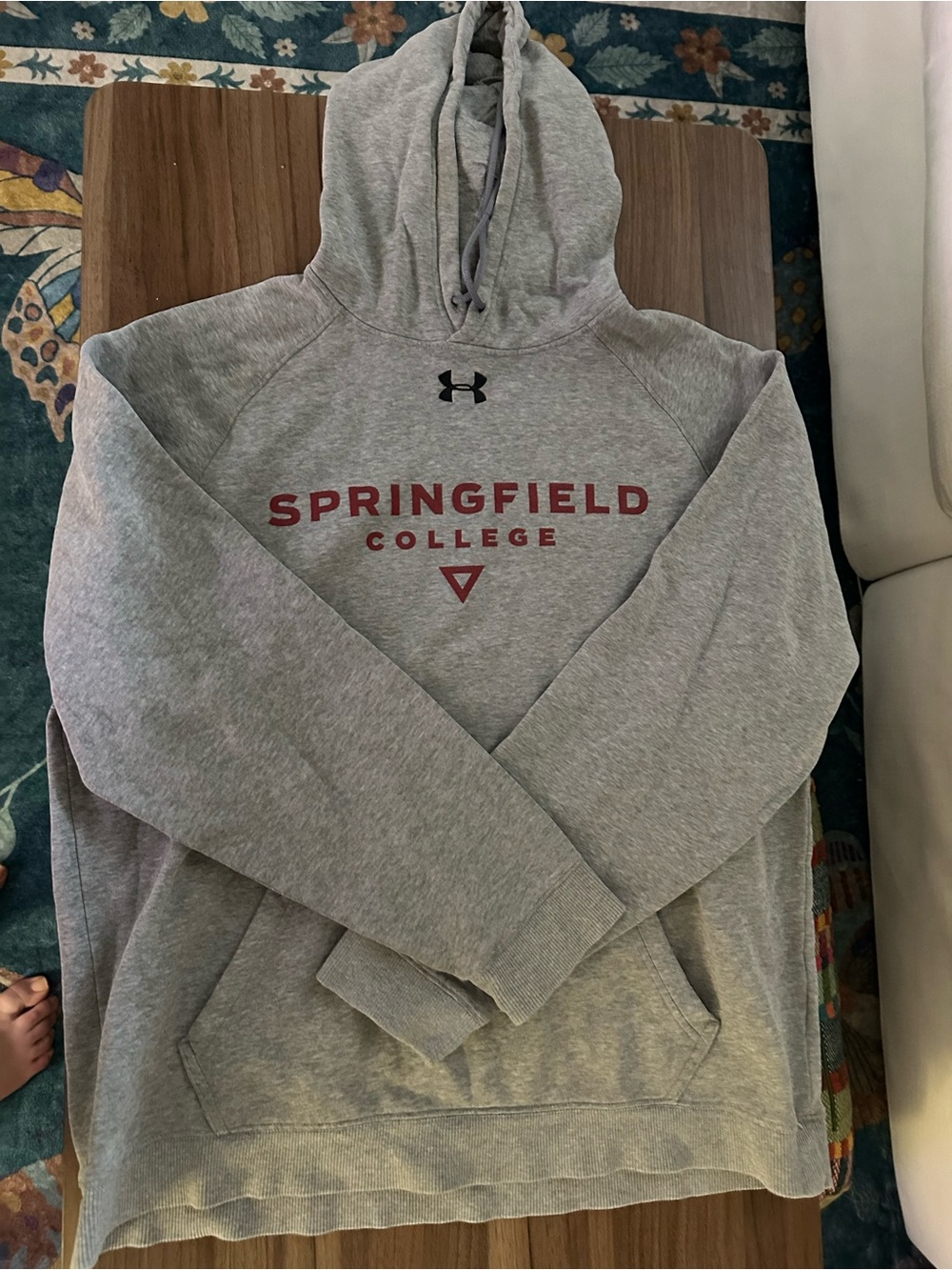 Under Armour Gray Springfield College Hoodie with Red Logo